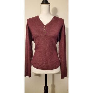 Hippie Rose Long Sleeve V Neck Textured Sweater